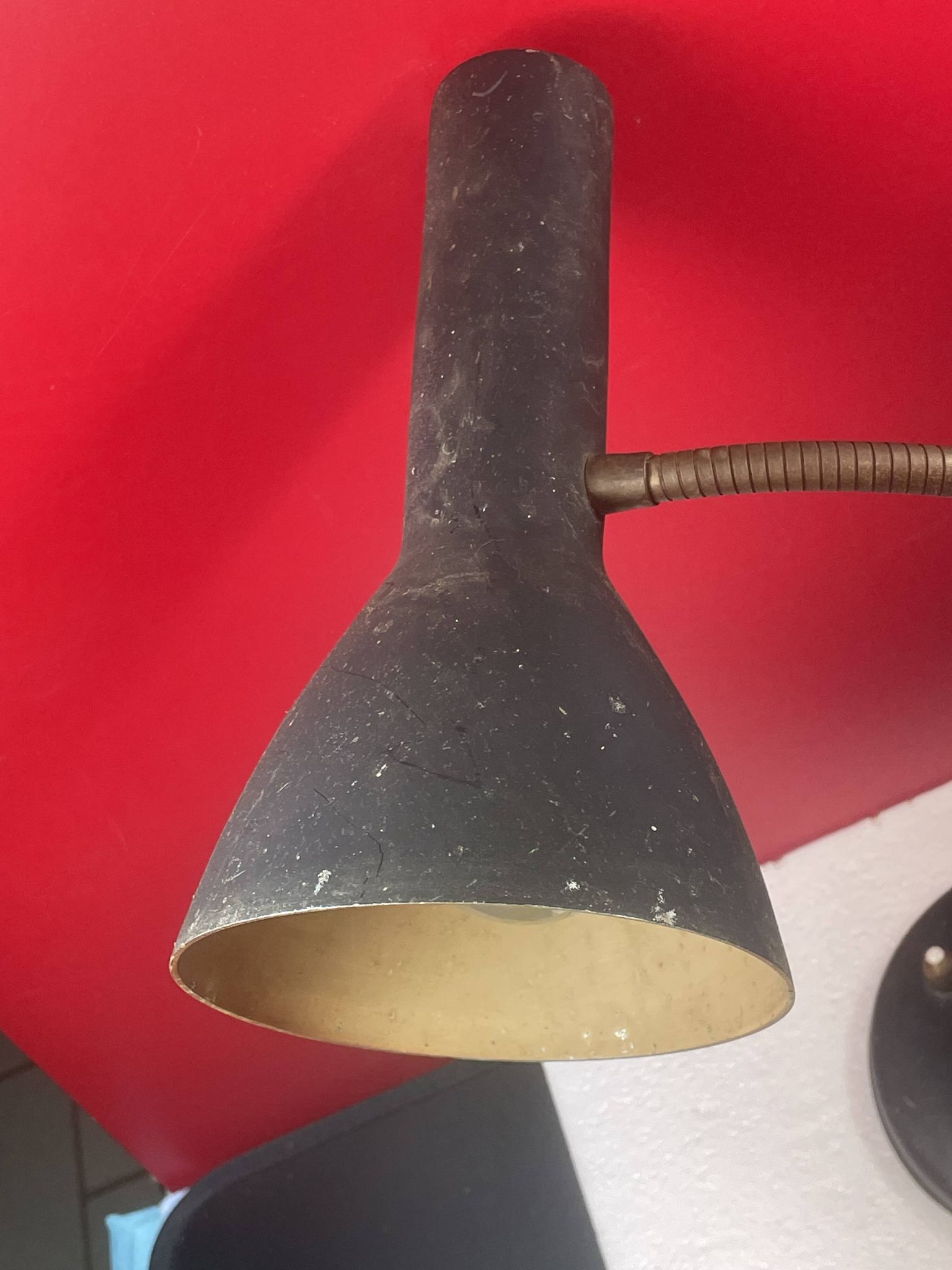 Vintage metal and flexible brass workshop lamp - approximately 50 cm