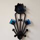 Sculptural Iron and blue glass candle sconce for Dantoft, Denmark 1960's/1970's