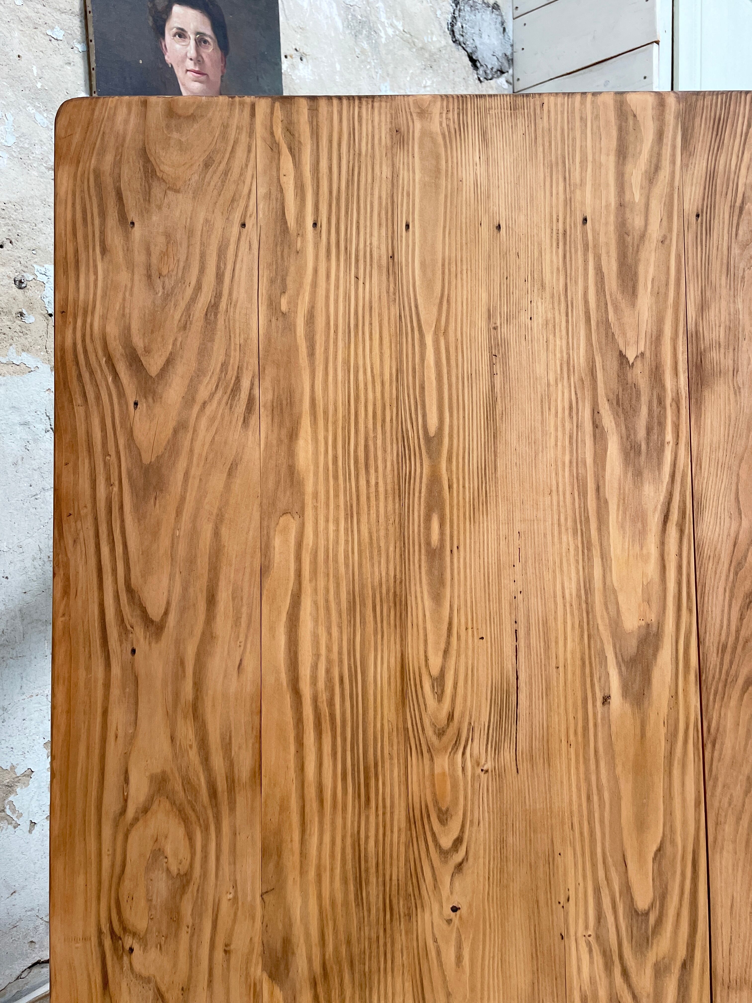 Vintage farmhouse table with spindle legs.
