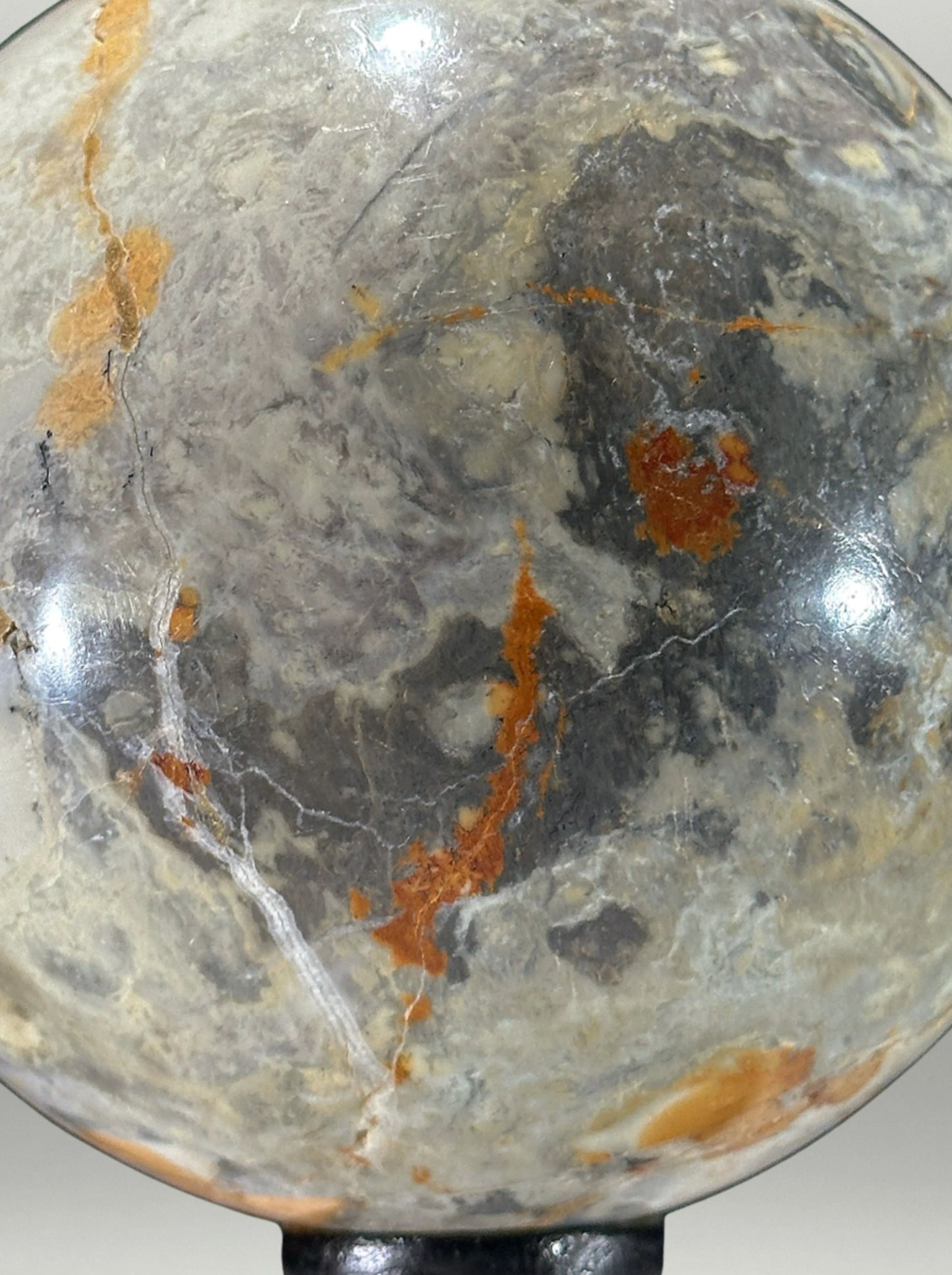 Pair of polished Maligano jasper spheres on bases – Mineral composition