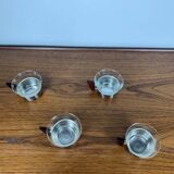 Set of 4 metal and glass cups, 1970