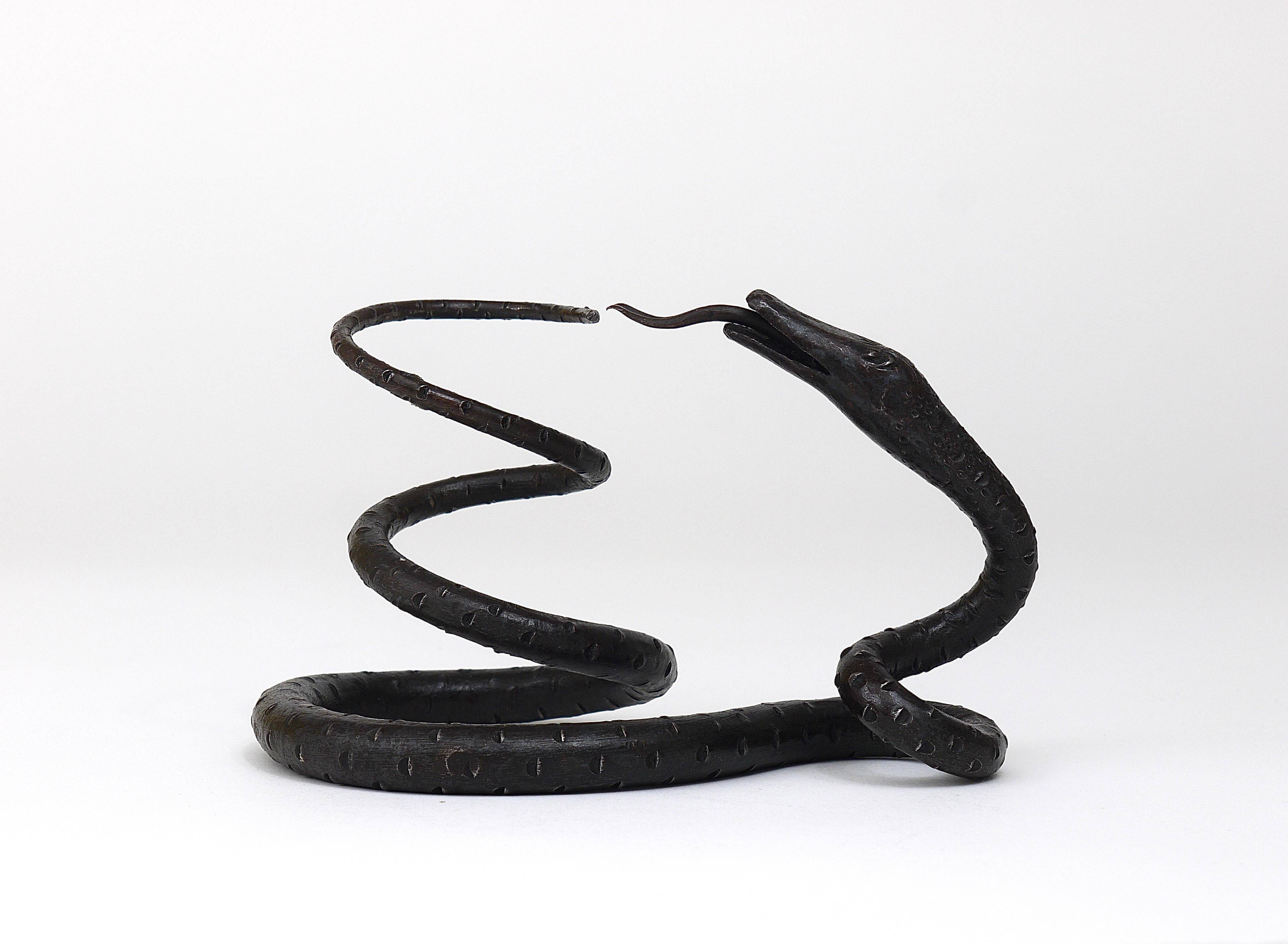 Sculpture of a serpent or wrought iron serpent in the style of Edgar Brandt, Austria, 1920s.