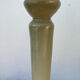 Beige ceramic lamp and iridescent white lampshade
