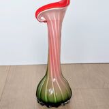 Murano Glass Vase Calla Lily - blown ribbed floral - Italy - Art Deco - 1970-1980