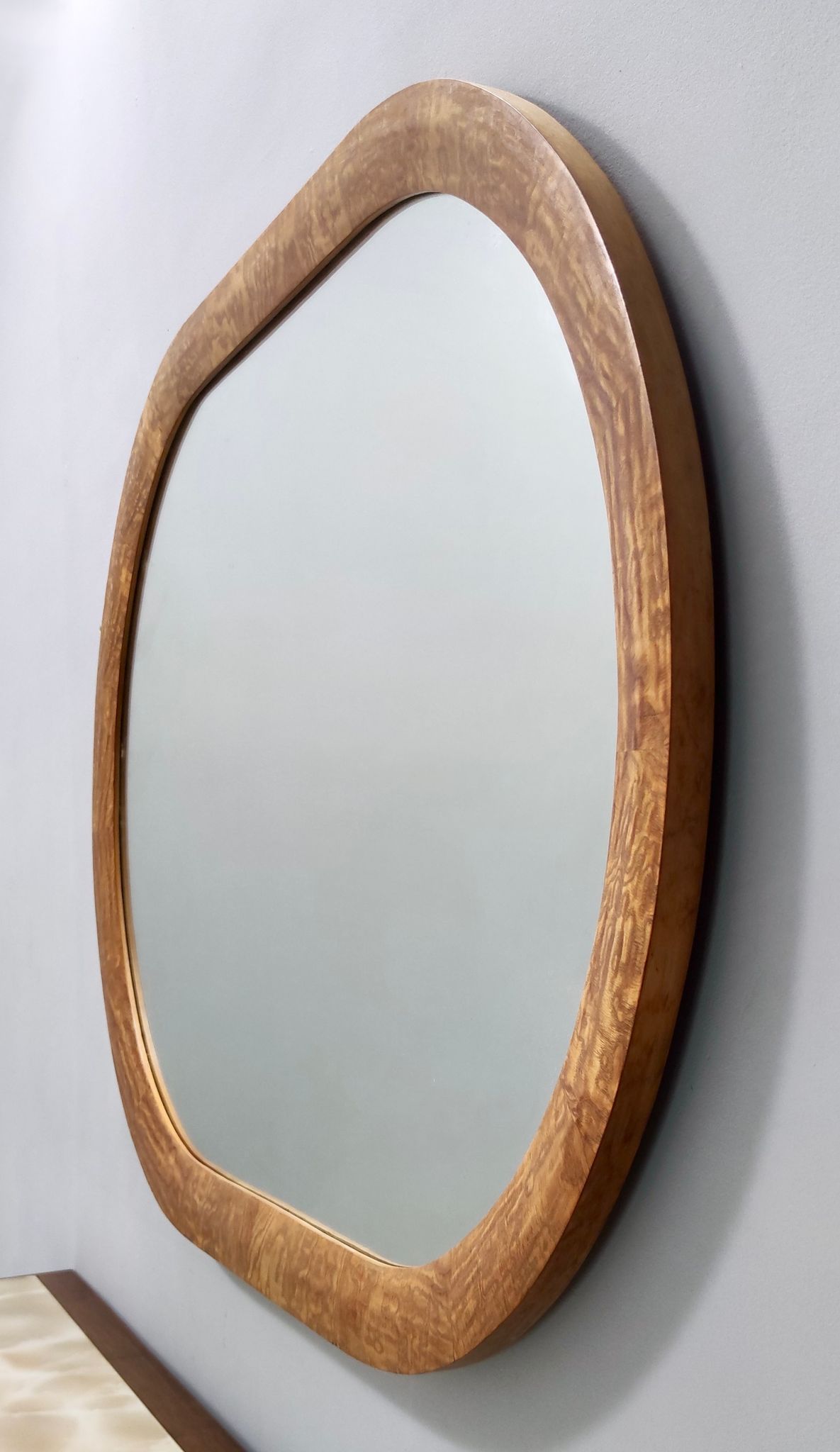 Oval Vintage Wall Mirror with Ash Root Frame, Italy