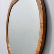 Oval Vintage Wall Mirror with Ash Root Frame, Italy