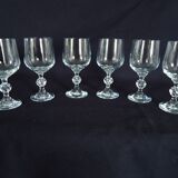 Bohemian crystal water glasses, foot with faceted ball