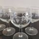 6 vintage “Henri Julien” white wine balloon glasses decorated with bunches of grapes LUMINARC