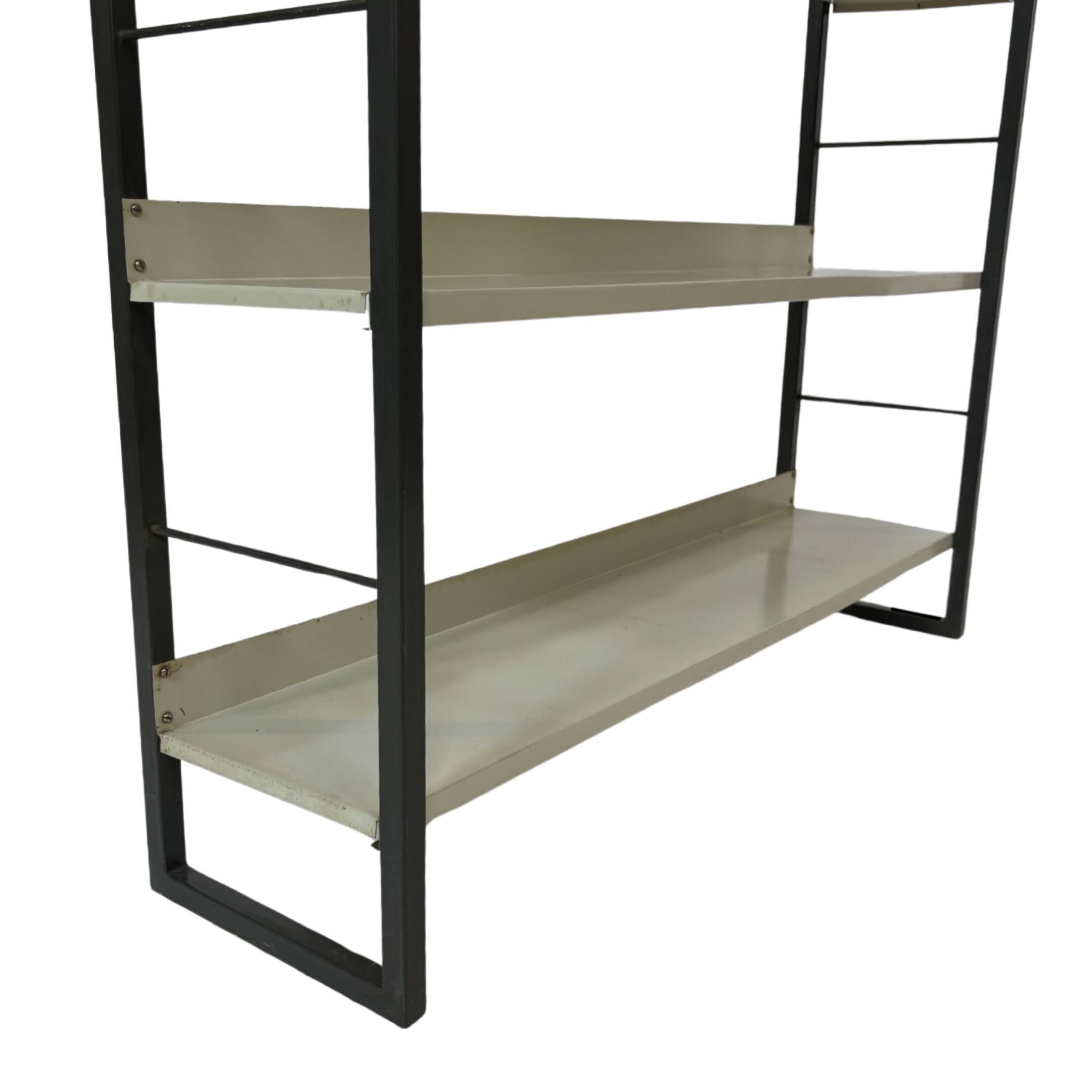 Free stanting Tomado shelving unit in metal and gray - 1960s Dutch Design