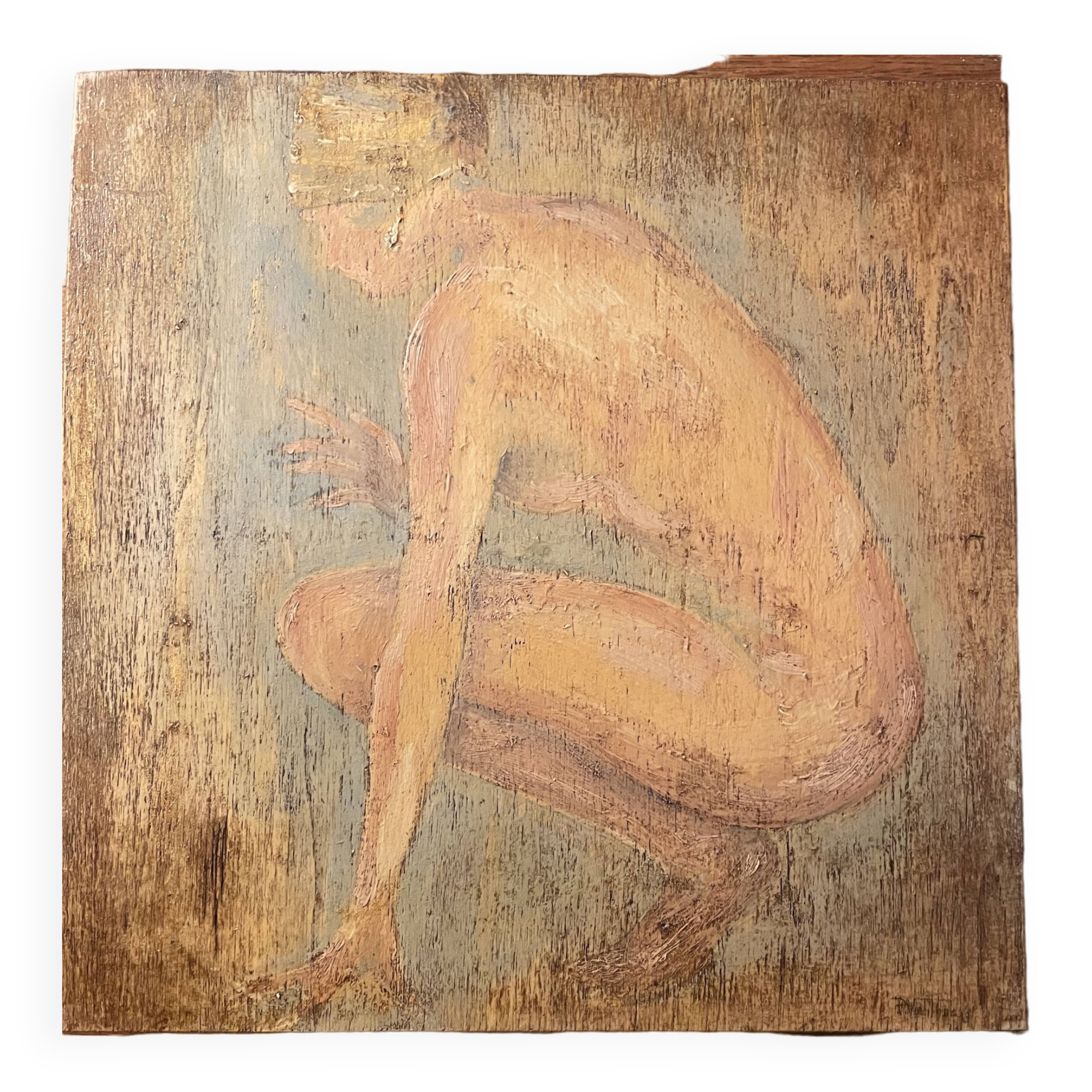 Painting signed oil on wood female portrait “belle époque”
