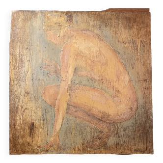 Painting signed oil on wood female portrait “belle époque”