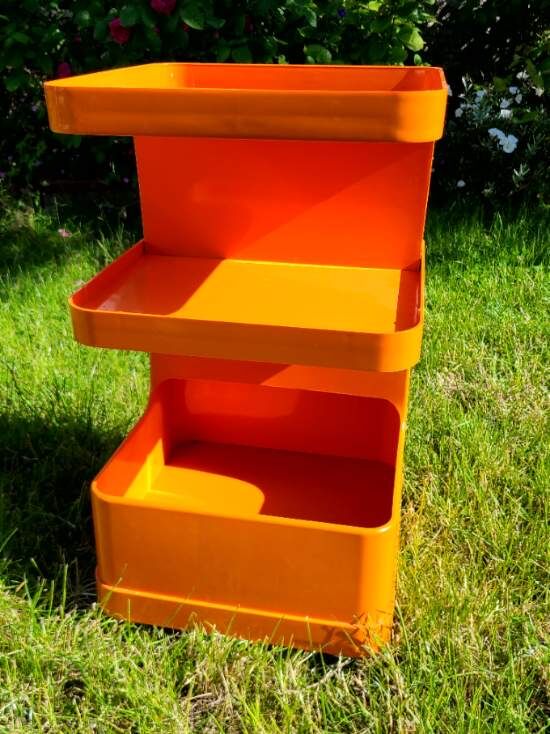 Vintage bedside cabinet storage flair prisunic orange