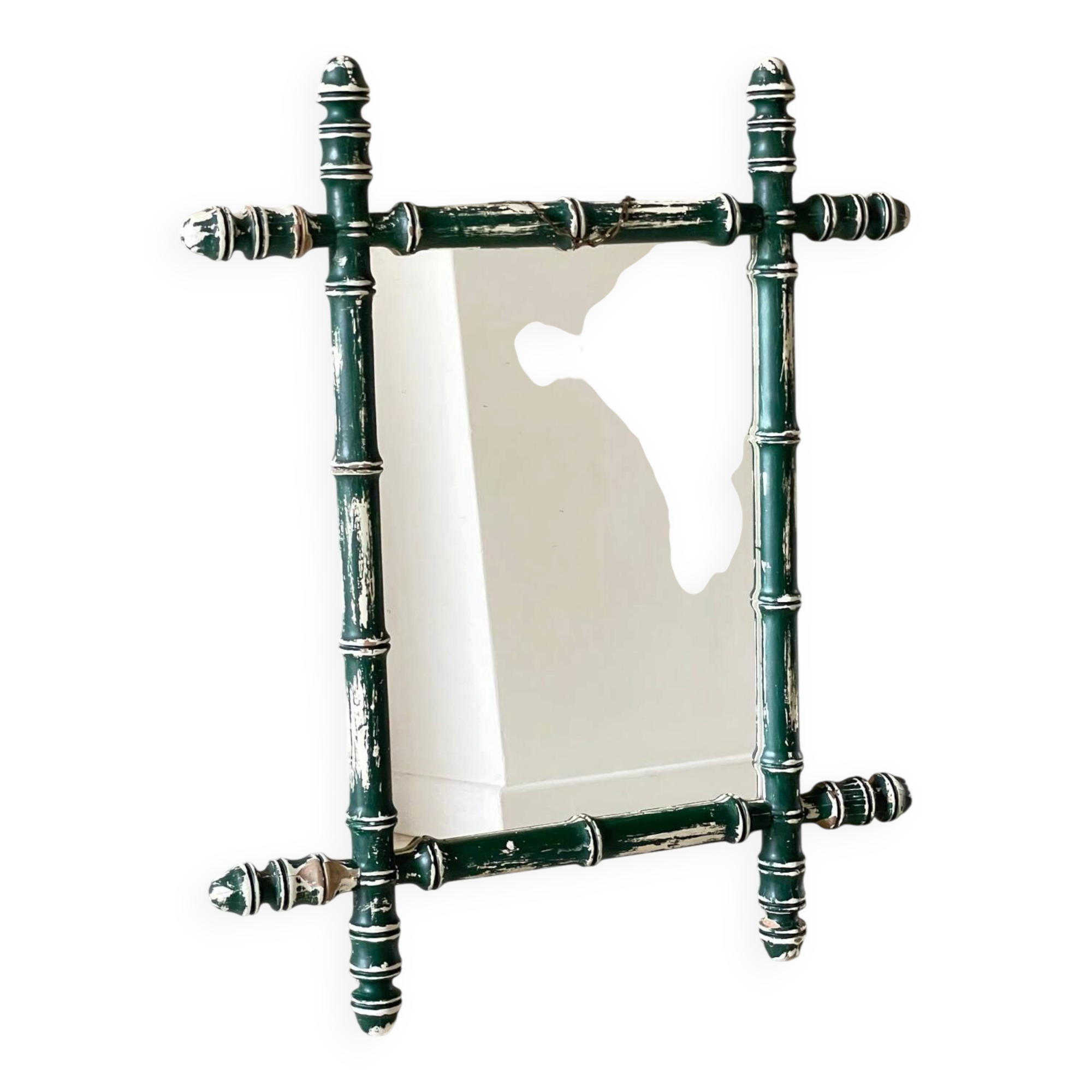 Miroir ancien en bois formant bambou