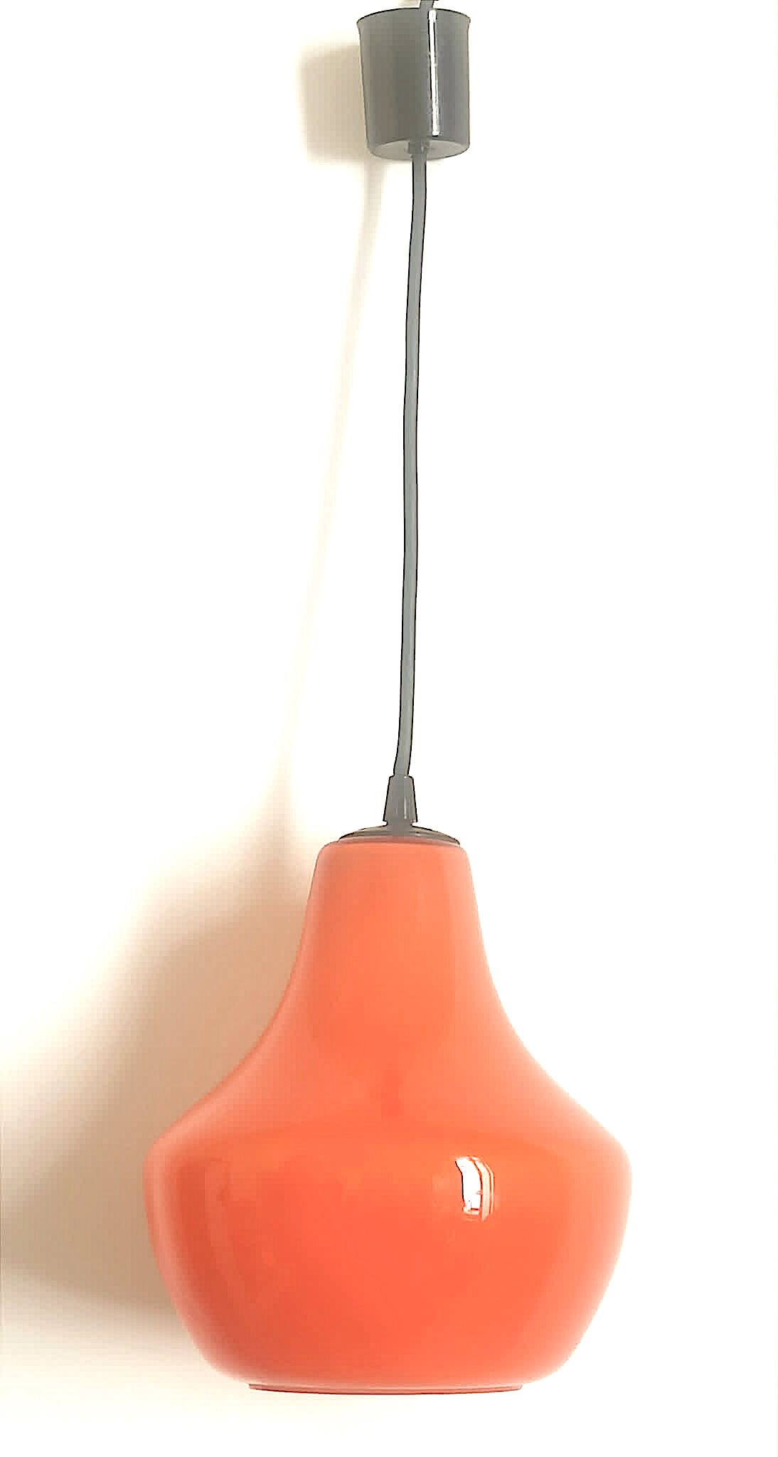 Opaline orange suspension Peill & Putzler 1970s Diameter 23.5 cm