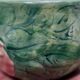 Pair of Green Earthenware Tea /Coffee Cups with Floral Motifs by Zaccagnini