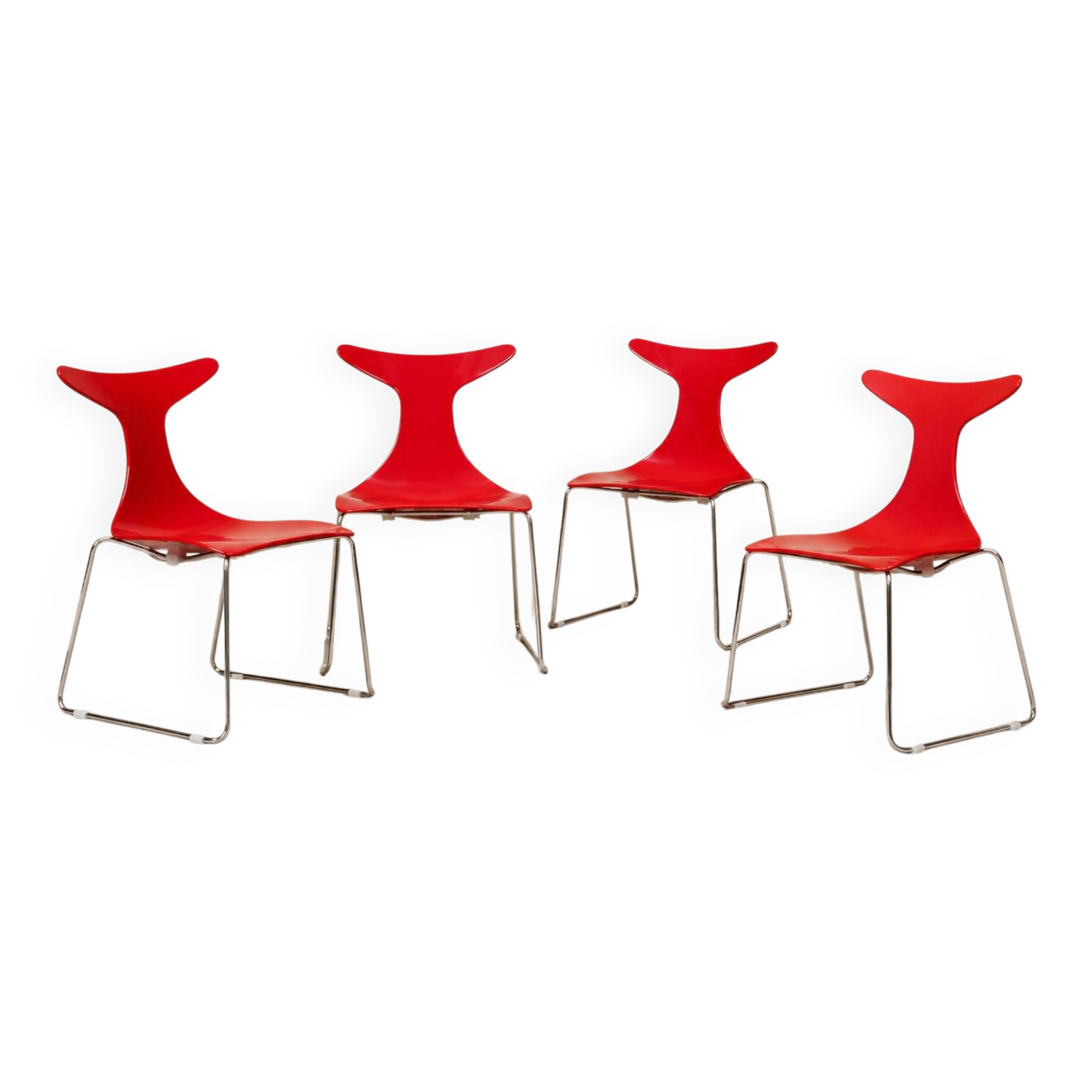 Gino Carollo x Ciacci Kreaty — Suite de quatre « Delfy » rouge — c. 1990