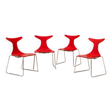 Gino Carollo x Ciacci Kreaty — Suite of four "Delfy" red — c. 1990