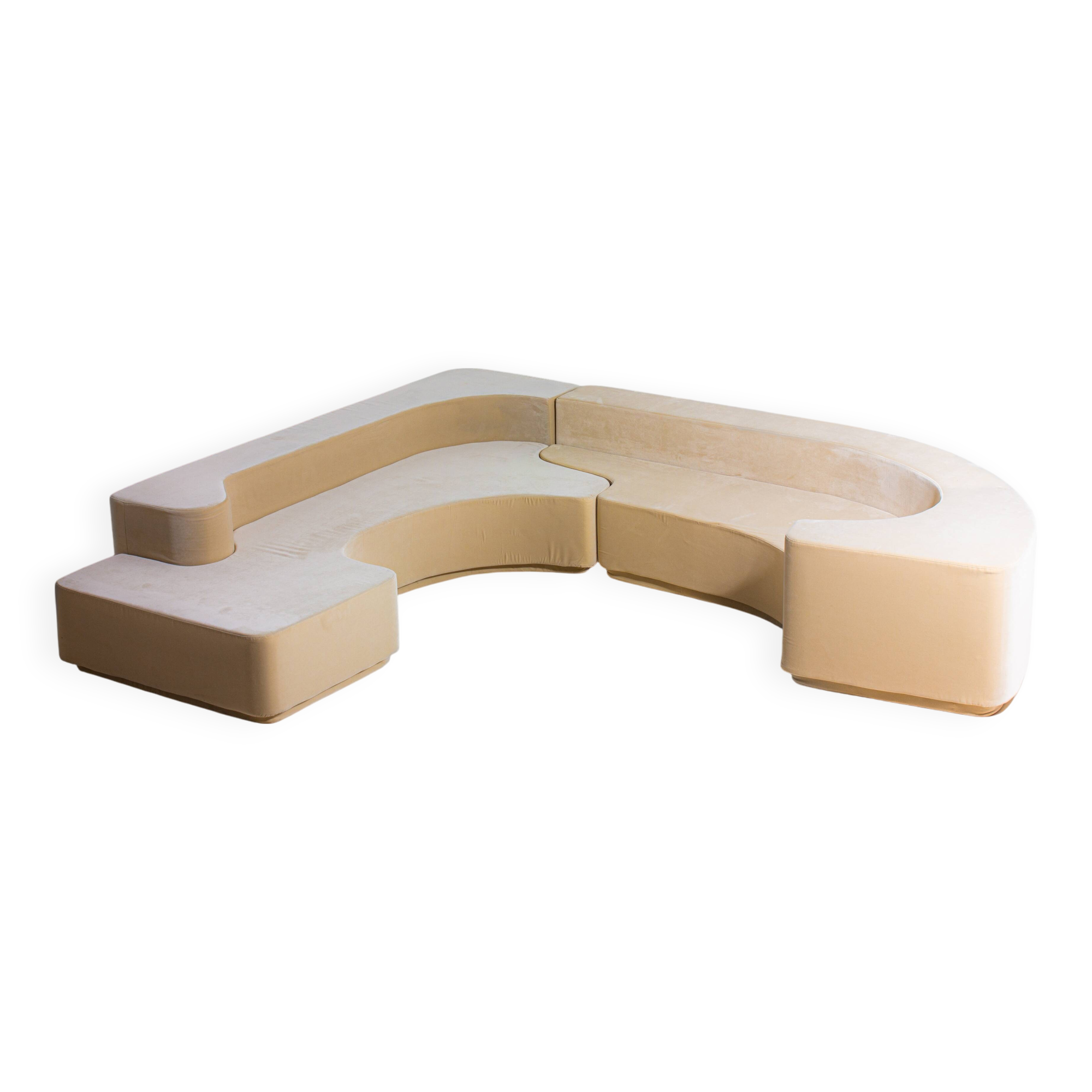 'Lara' sofa by Roberto Pamio for Stilwood in beige velvet, Italy 1958