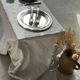 Round silver-plated tray with a wide gold border D30 H2