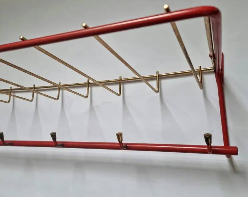 Midcentury Wall Brass Coat Rack, Germany, 1960s