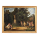 Peinture de scène de genre française d'un parc avec des enfants jouant.