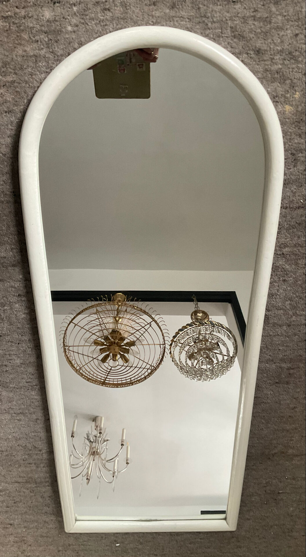 Large vintage mirror in stained white wood