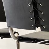 2 B33 chairs in chromed metal and black leather