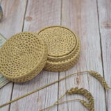 Set of 6 wicker coasters with their storage box