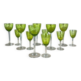 Service de verres anciens en cristal baccarat vert, xxe siècle