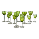 Antique baccarat green crystal glassware set, 20th century