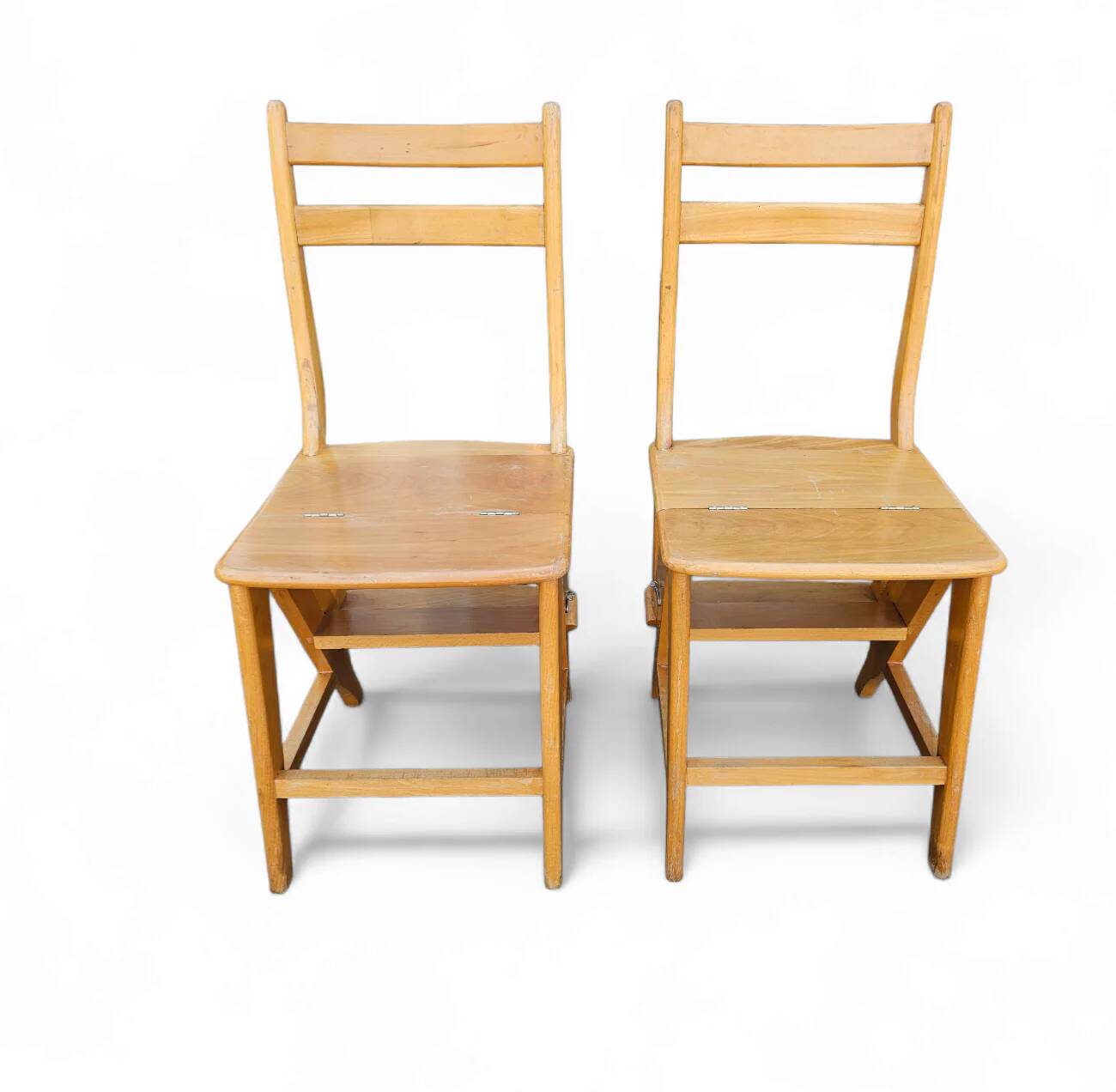 2 x library ladder chair 1950s