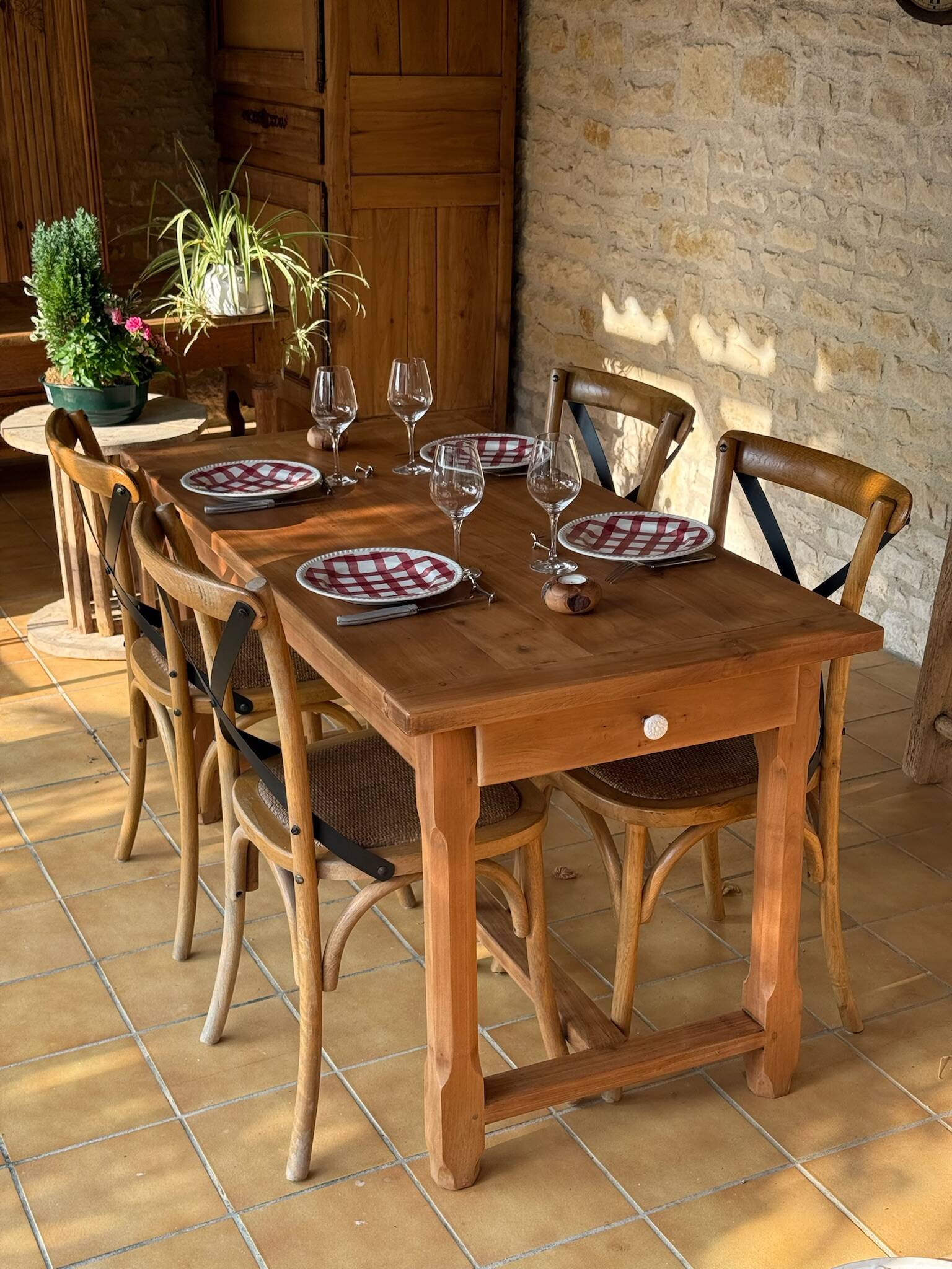 Farm table in cherry wood