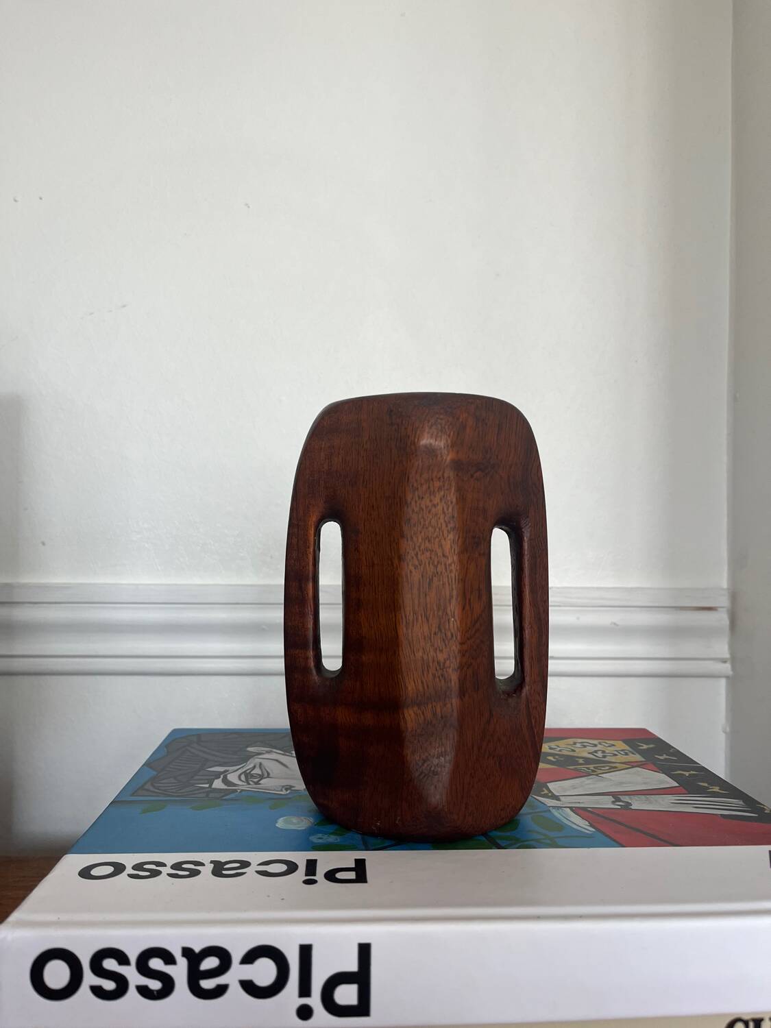 Brutalist wooden vase from the 80s