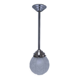 art deco pendant light with molded glass and chrome-plated metal frame