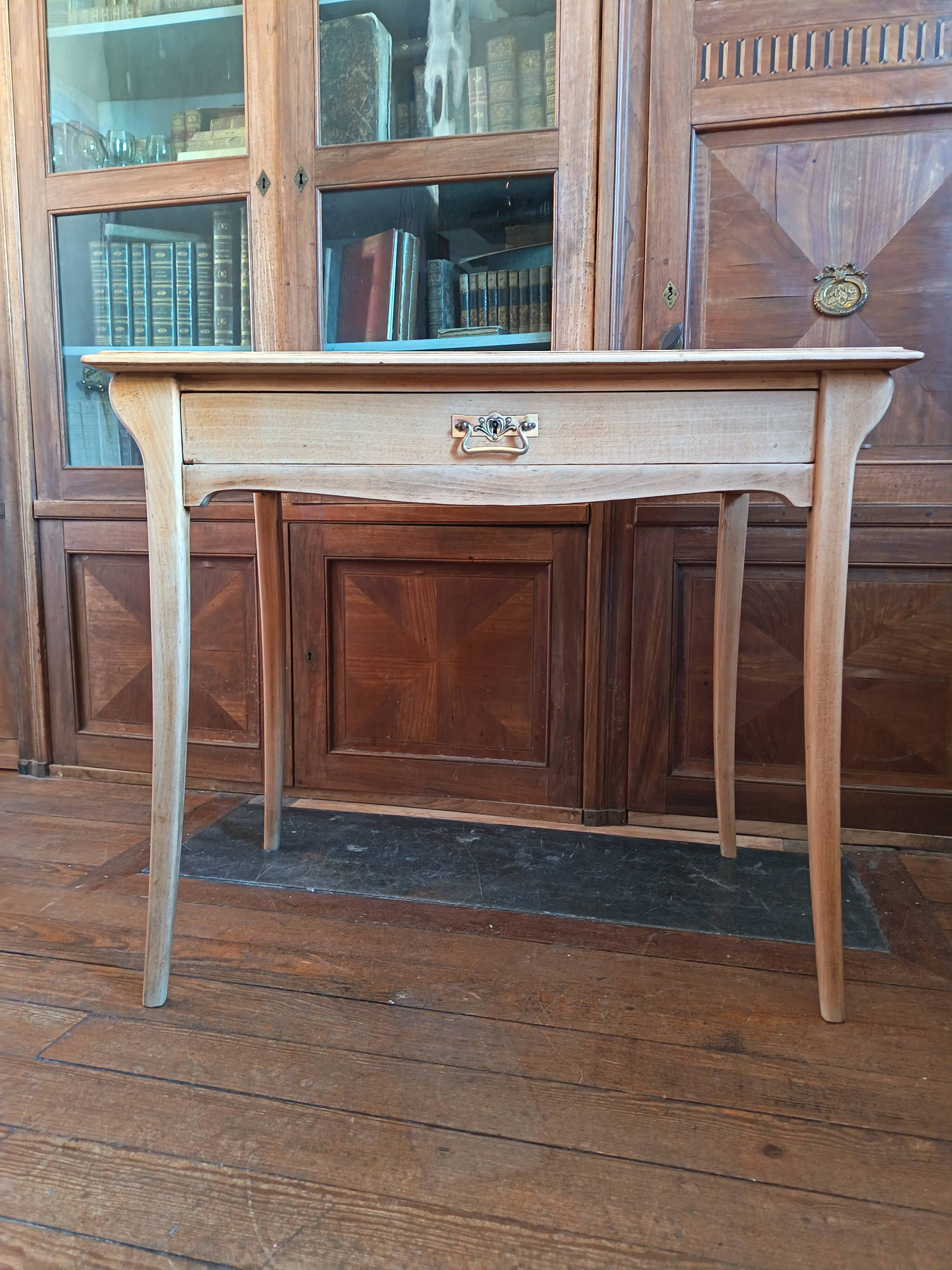 Art Nouveau desk in solid beech.