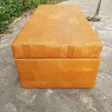 1970 leather patchwork chest bench