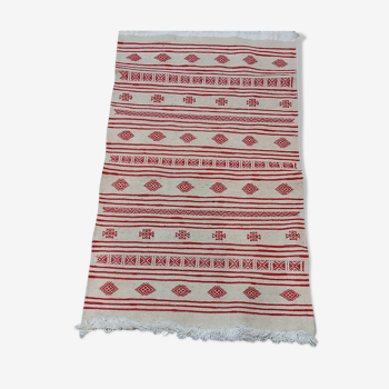 Handmade white and red kilim carpet 95-59cm