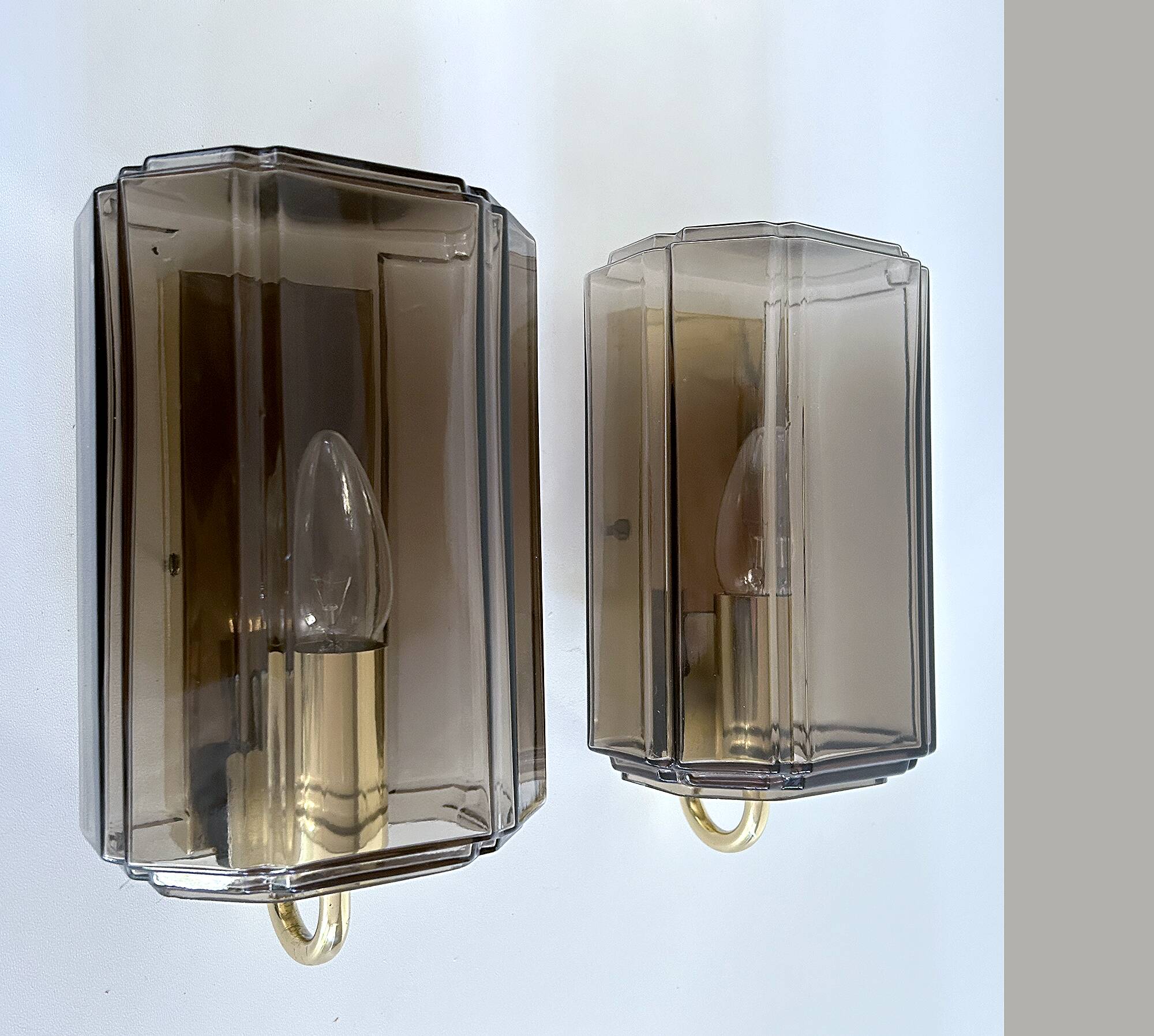 Pair Vintage Limburg Glass Wall Lights