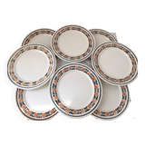 Assiettes à desserts Terre de Fer décor fleurs Badonviller Denise