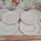 Set of 7 flat plates in white Limoges porcelain geometric decoration in relief