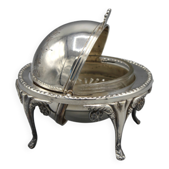 Old servant service plate for caviar or butter silver-plated english