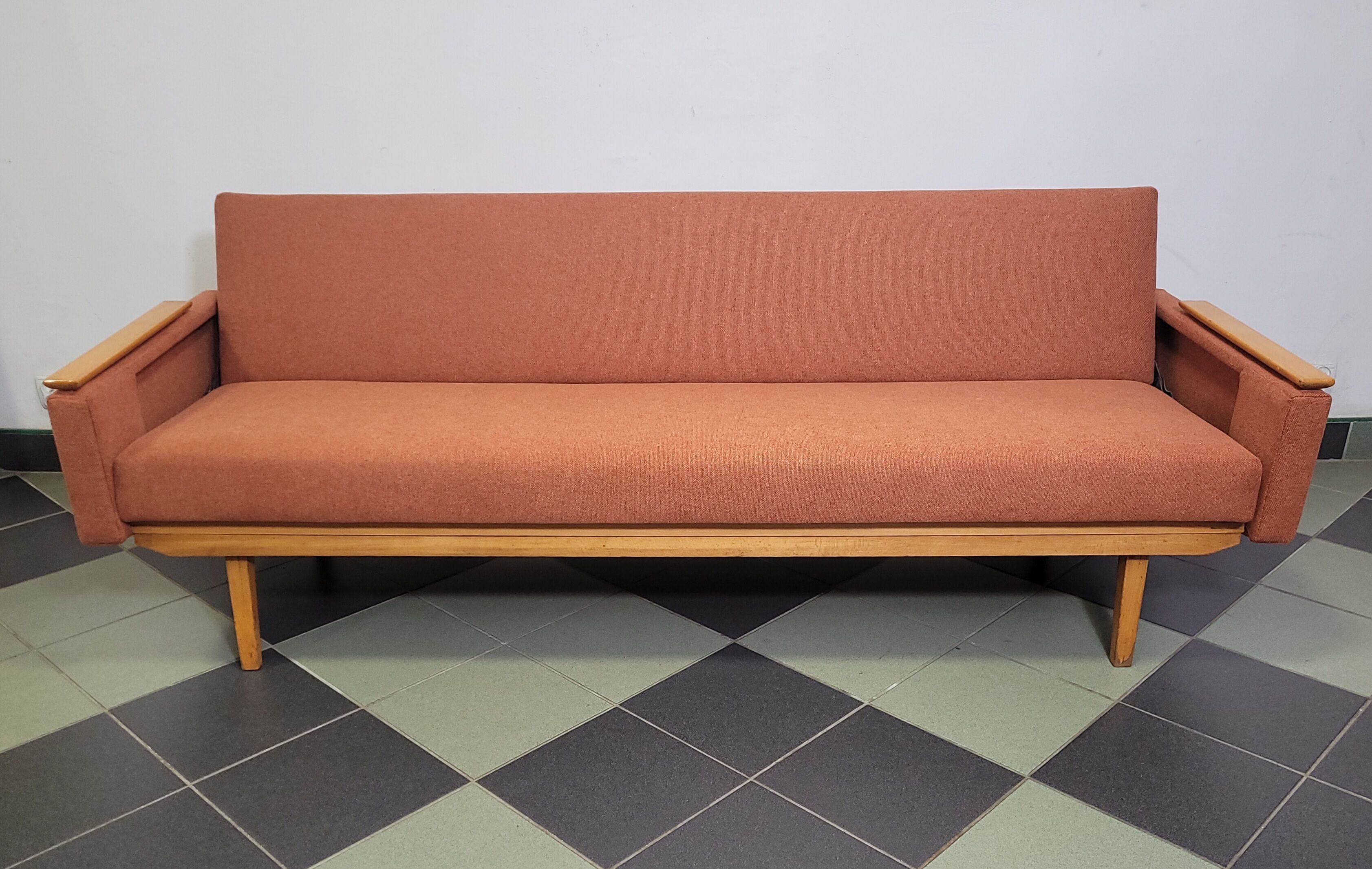 Mier Topolčany Design reclining sofa Czechoslovakia 1960s.