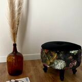 Pouf rond, rétro, fleuri