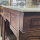 Bar counter in oak, zinc, and white marble from the early 20th century.