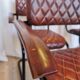 Set of 6 Vintage Cognac Leather Dining Chairs: Quilted Industrial Armchair
