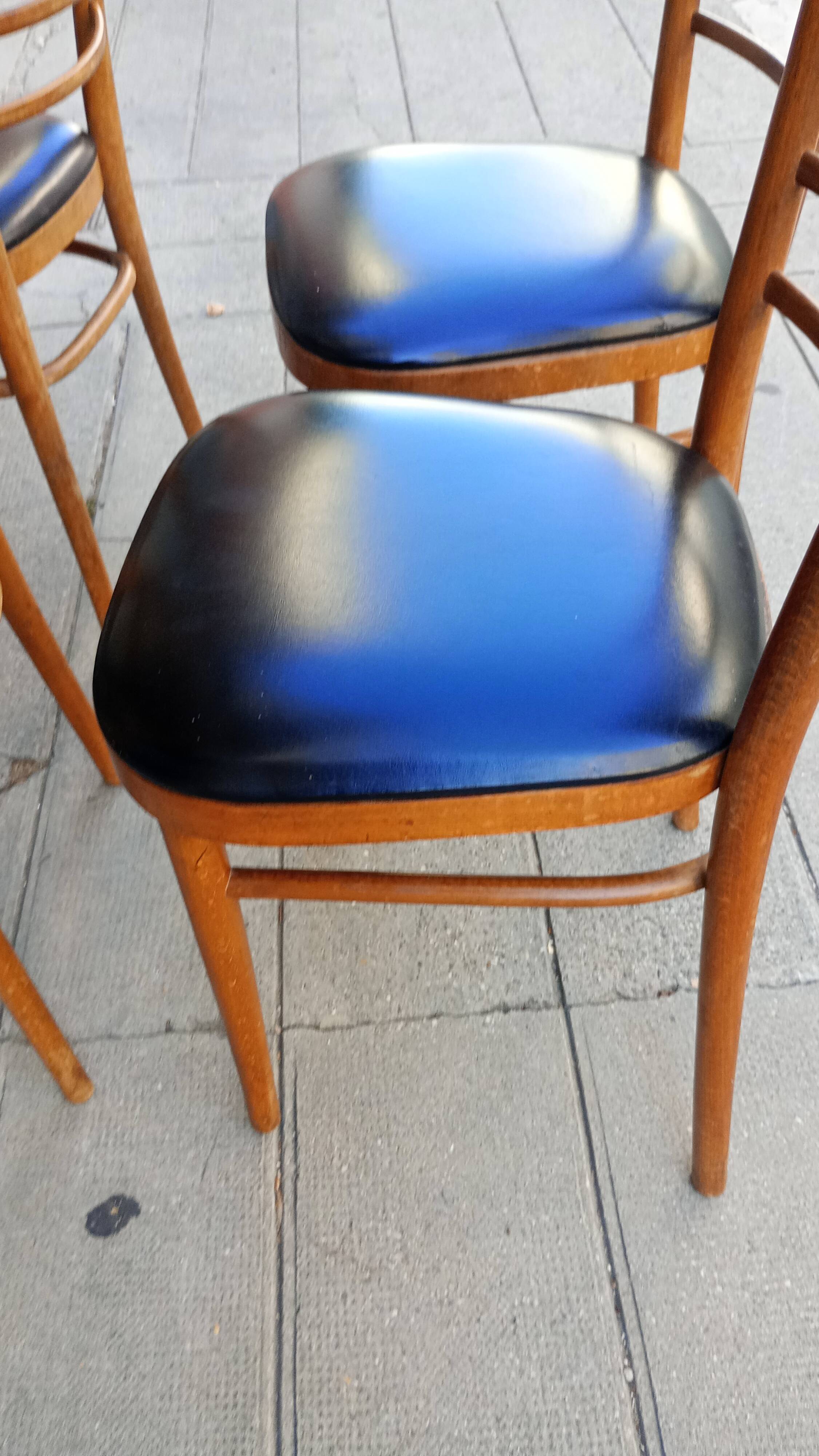 Lot of four antique chairs. Bistro. 1960.