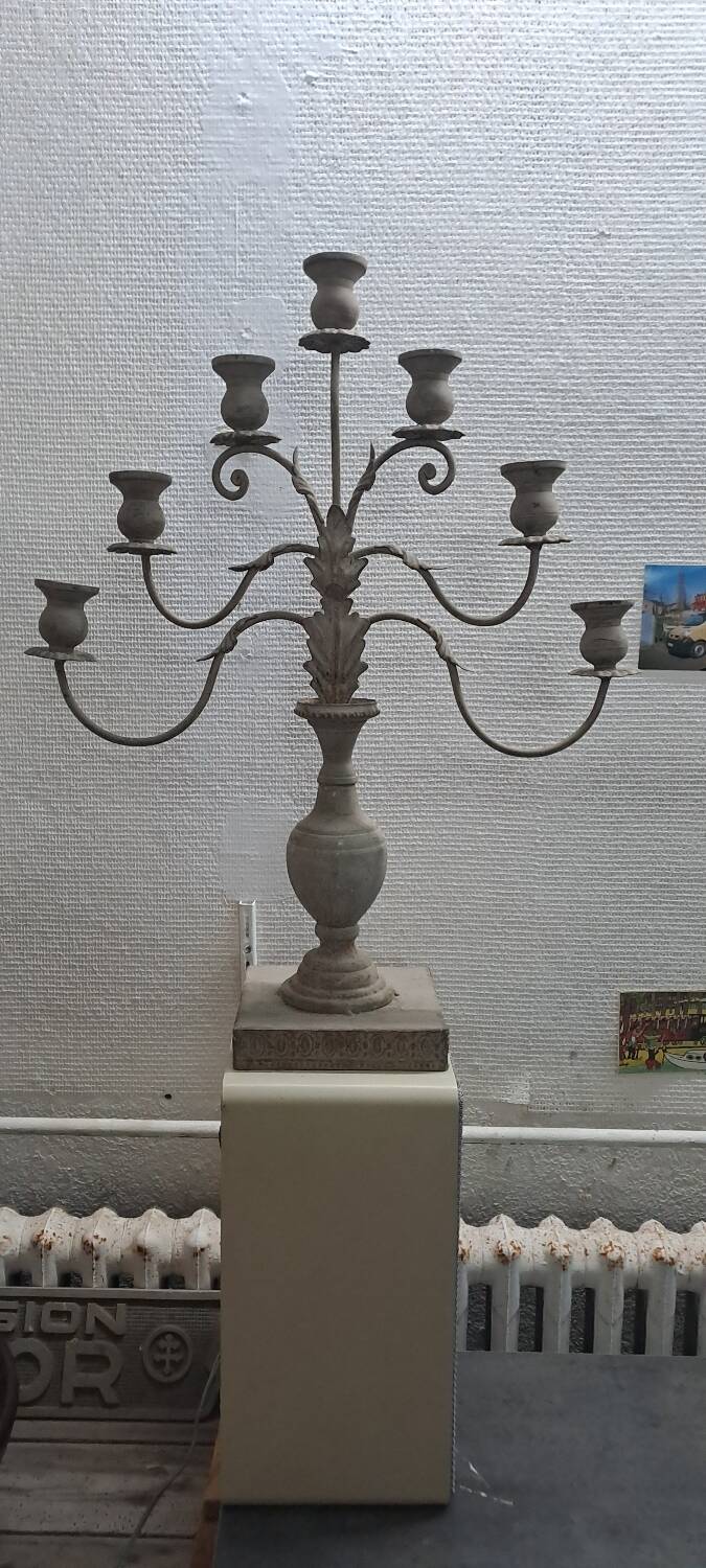 Neo-rustic sheet metal candle holder