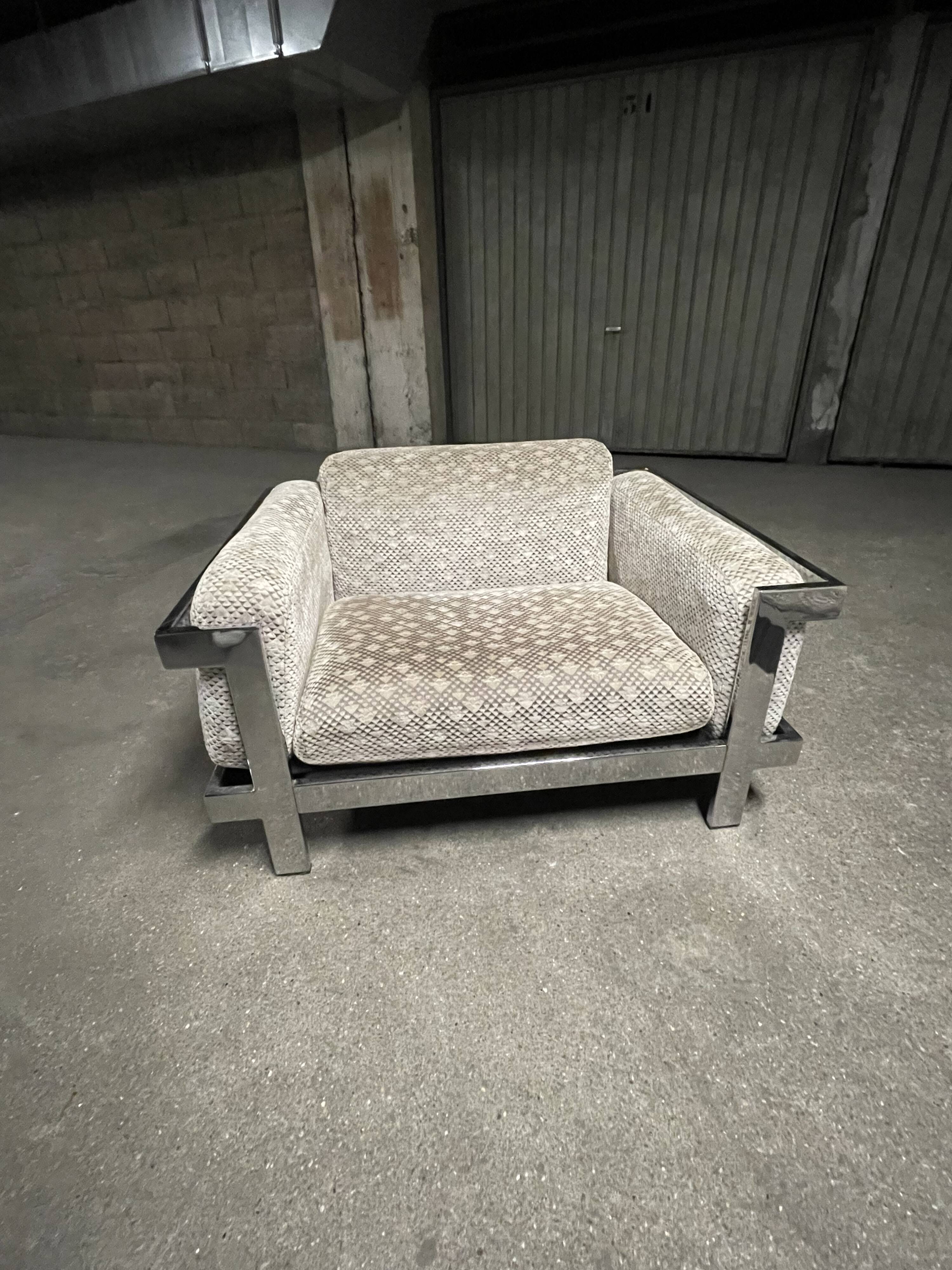 Chrome armchair in the style of Willy Rizzo