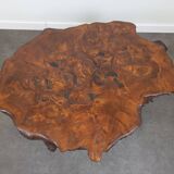 Brutalist coffee table in elm burl