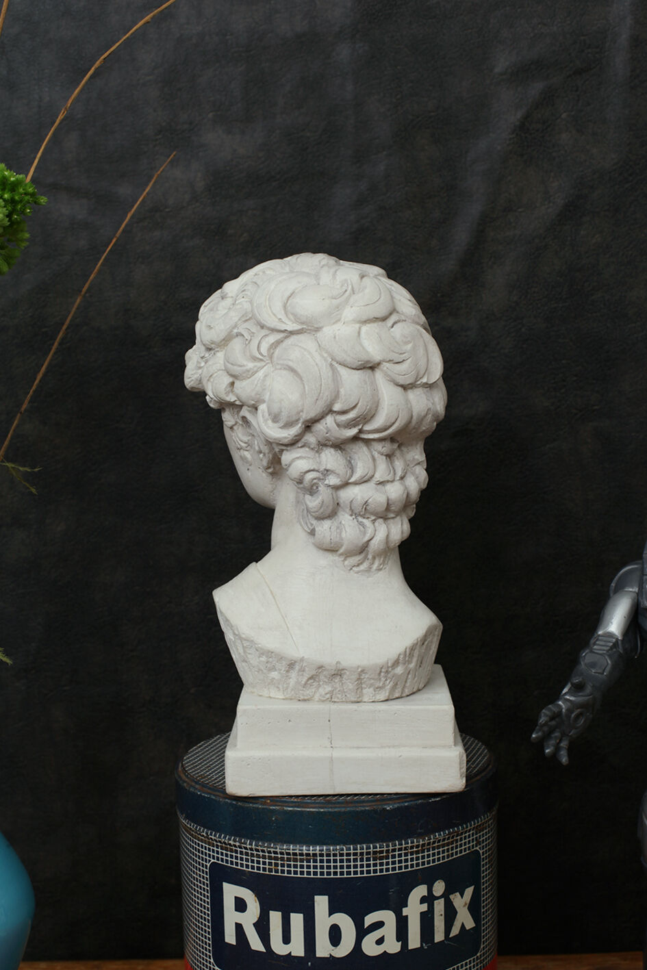 David head in waxed white concrete